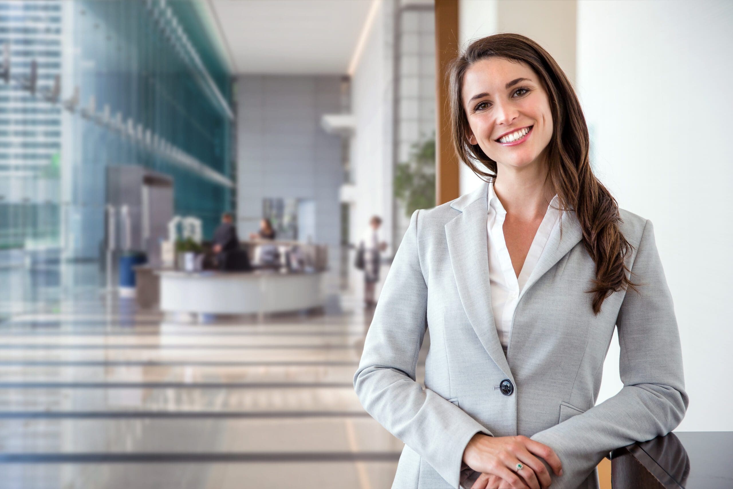 Smiling likable sincere and charming business woman financial ex Smiling likable sincere and charming business woman financial ex