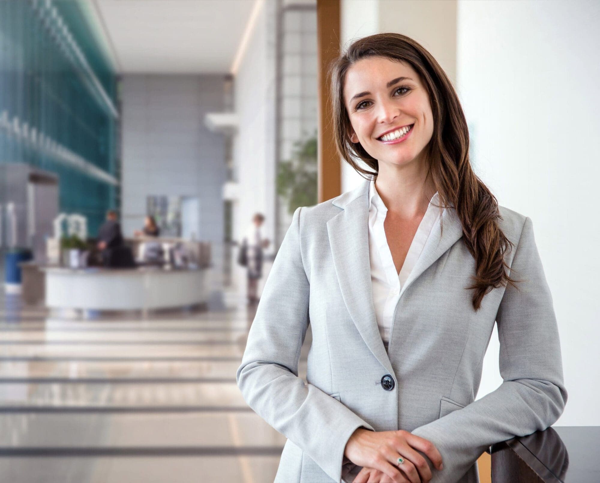 Smiling likable sincere and charming business woman financial ex Smiling likable sincere and charming business woman financial ex